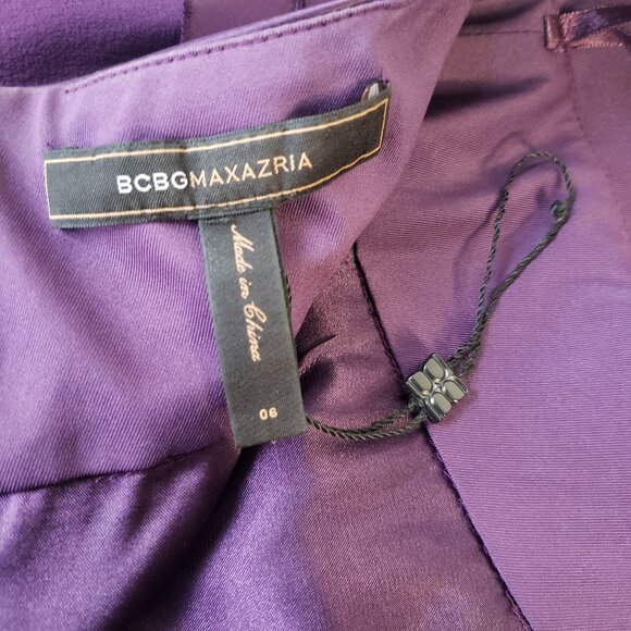 Deep Purple BCBG Fun Formal Mini Halter Dress w Pleats, Sheer Ruffle Fabric - Picture 11 of 15